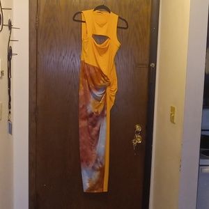 New yellowish orange maxi dress